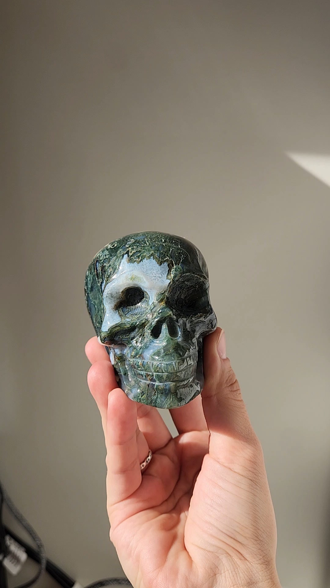 Moss Agate Skull