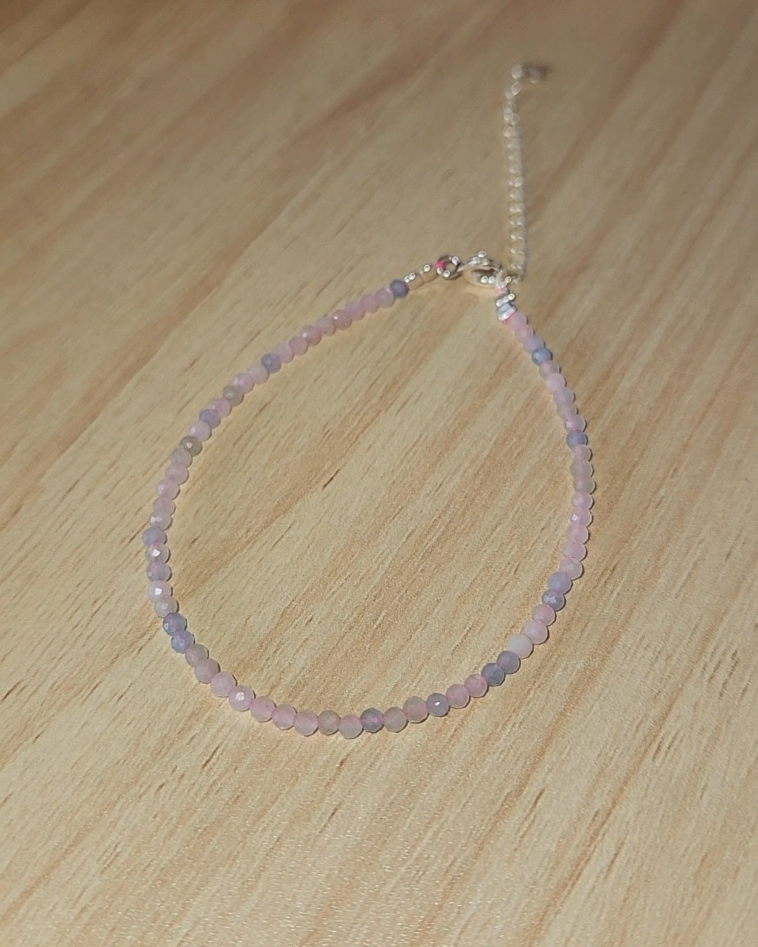 Morganite Faceted Bead Bracelet | 925 Sterling Silver, Adjustable