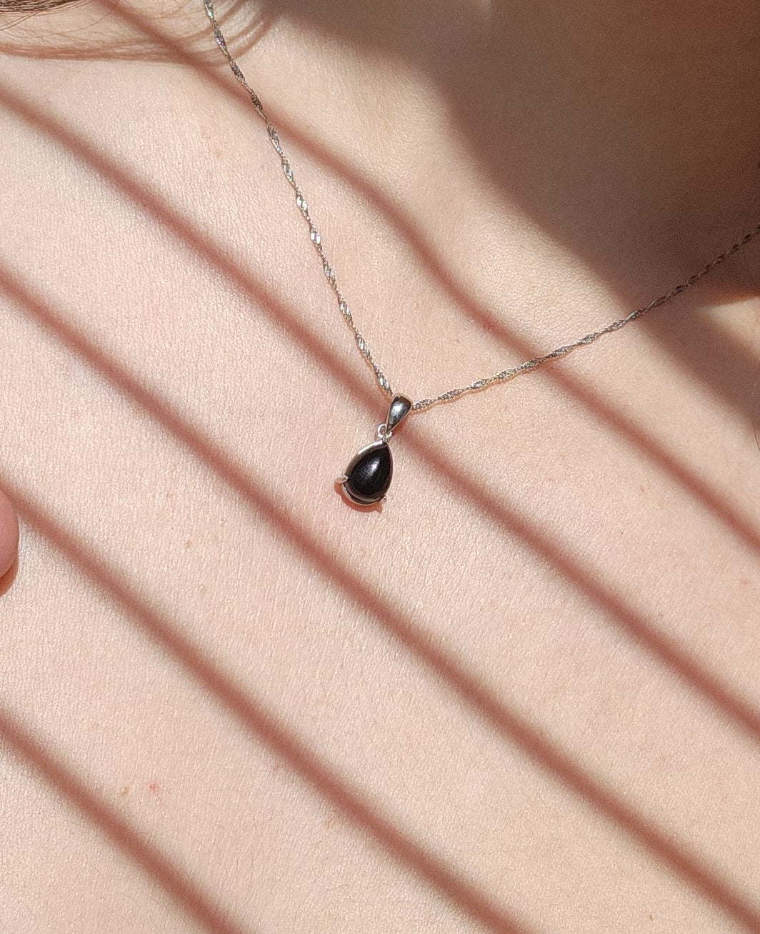 Black Tourmaline Necklace Pendant | 925 Sterling Silver