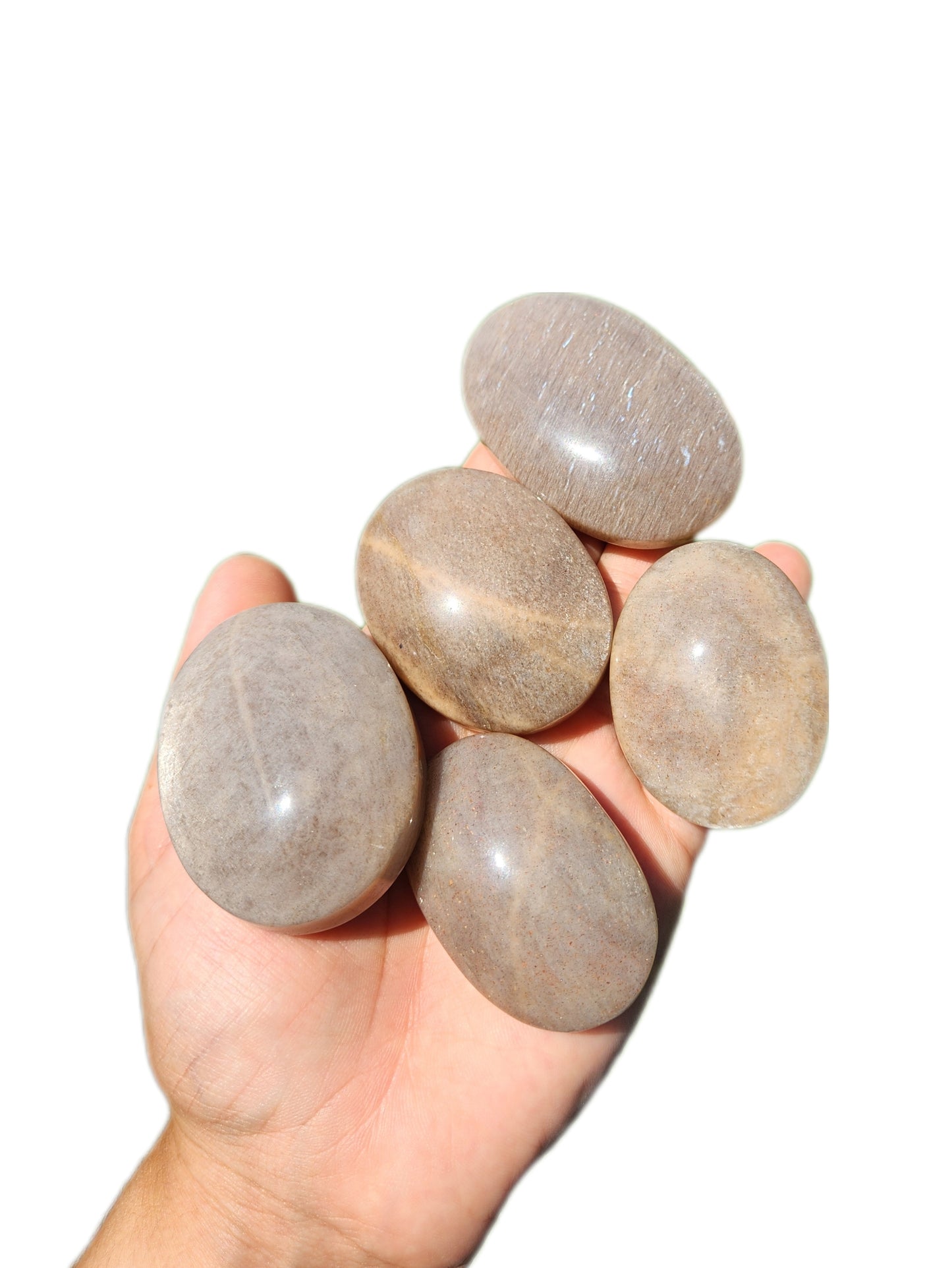 Peach Moonstone Palm Stone