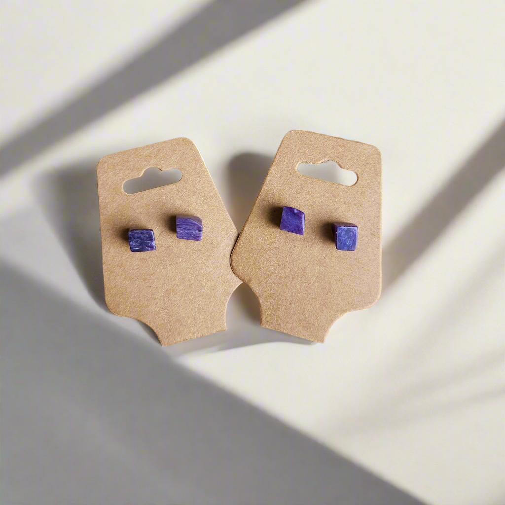 Charoite Stud Earrings