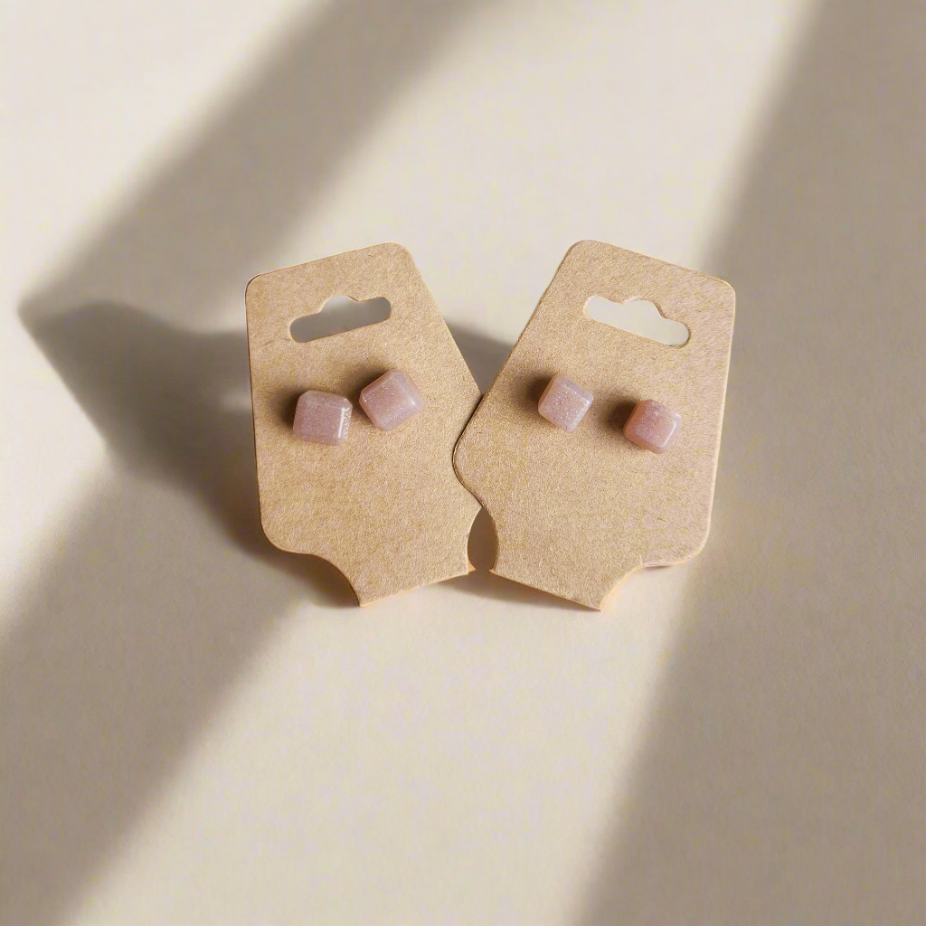 Peach Moonstone Stud Earrings