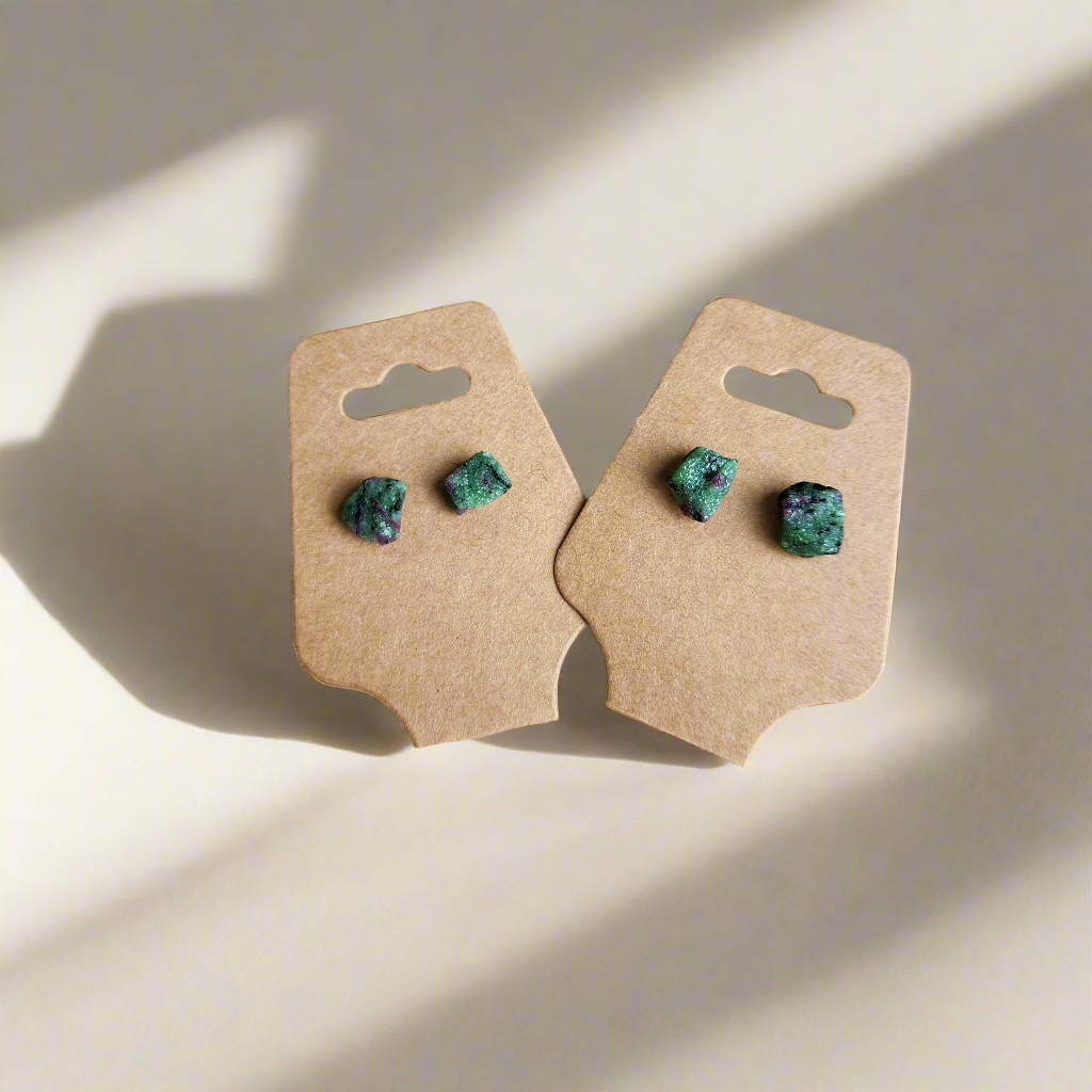 Ruby Zoisite Stud Earrings