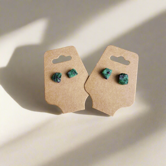 Ruby Zoisite Stud Earrings