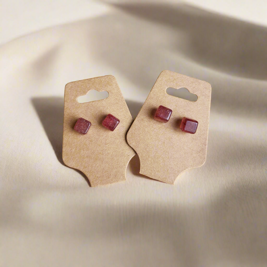 Strawberry Quartz Stud Earrings