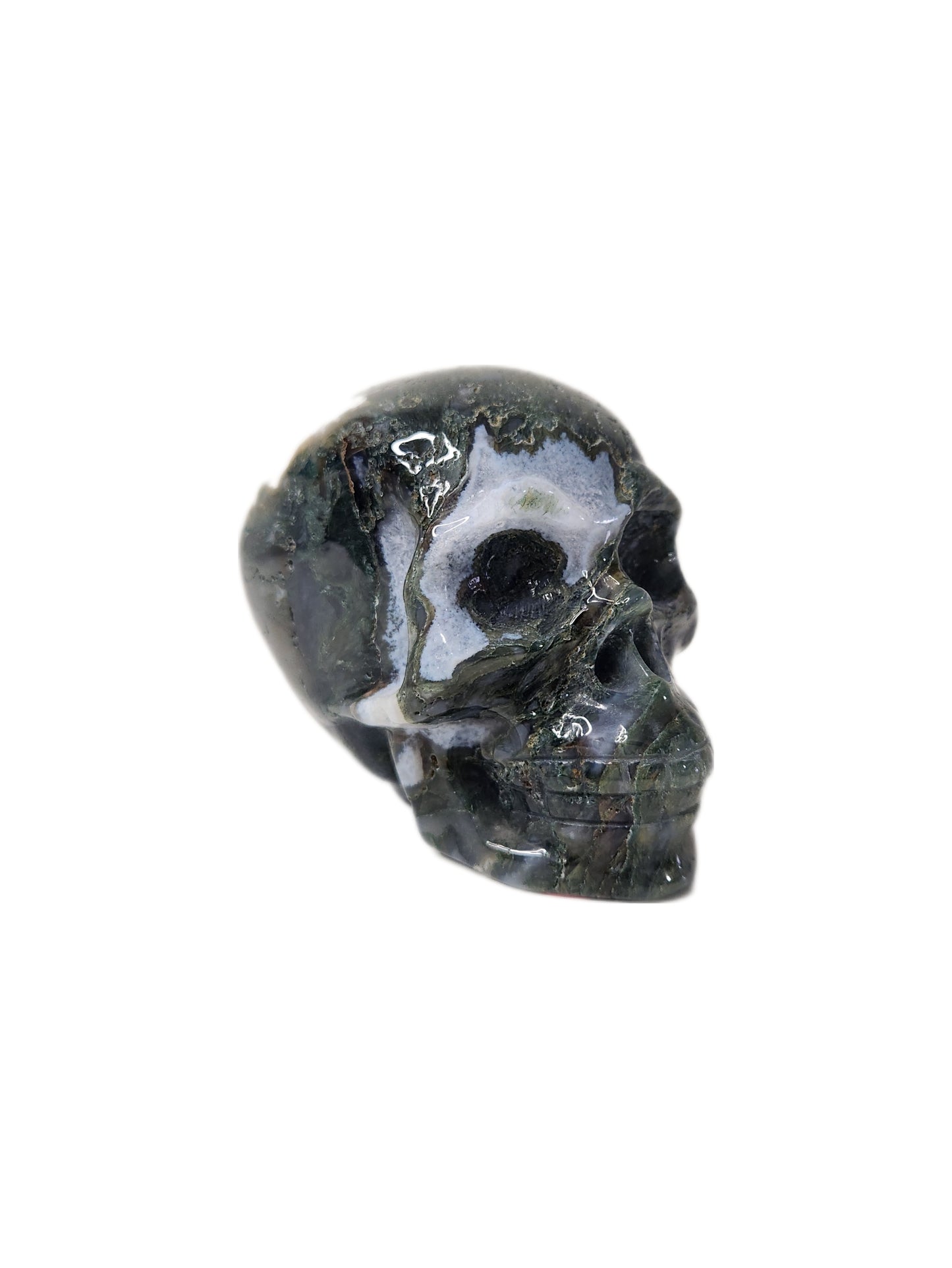 Moss Agate Skull