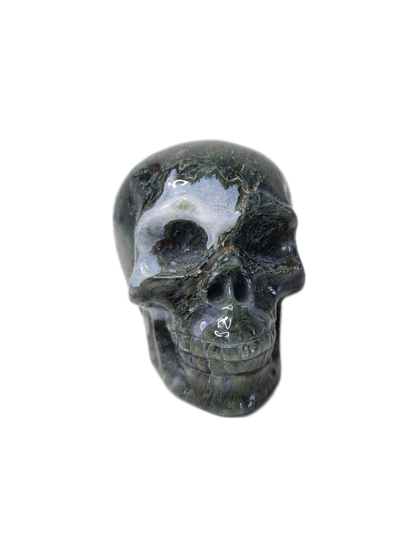 Moss Agate Skull