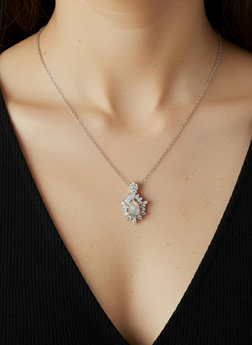 Opal Necklace Pendant | 925 Sterling Silver