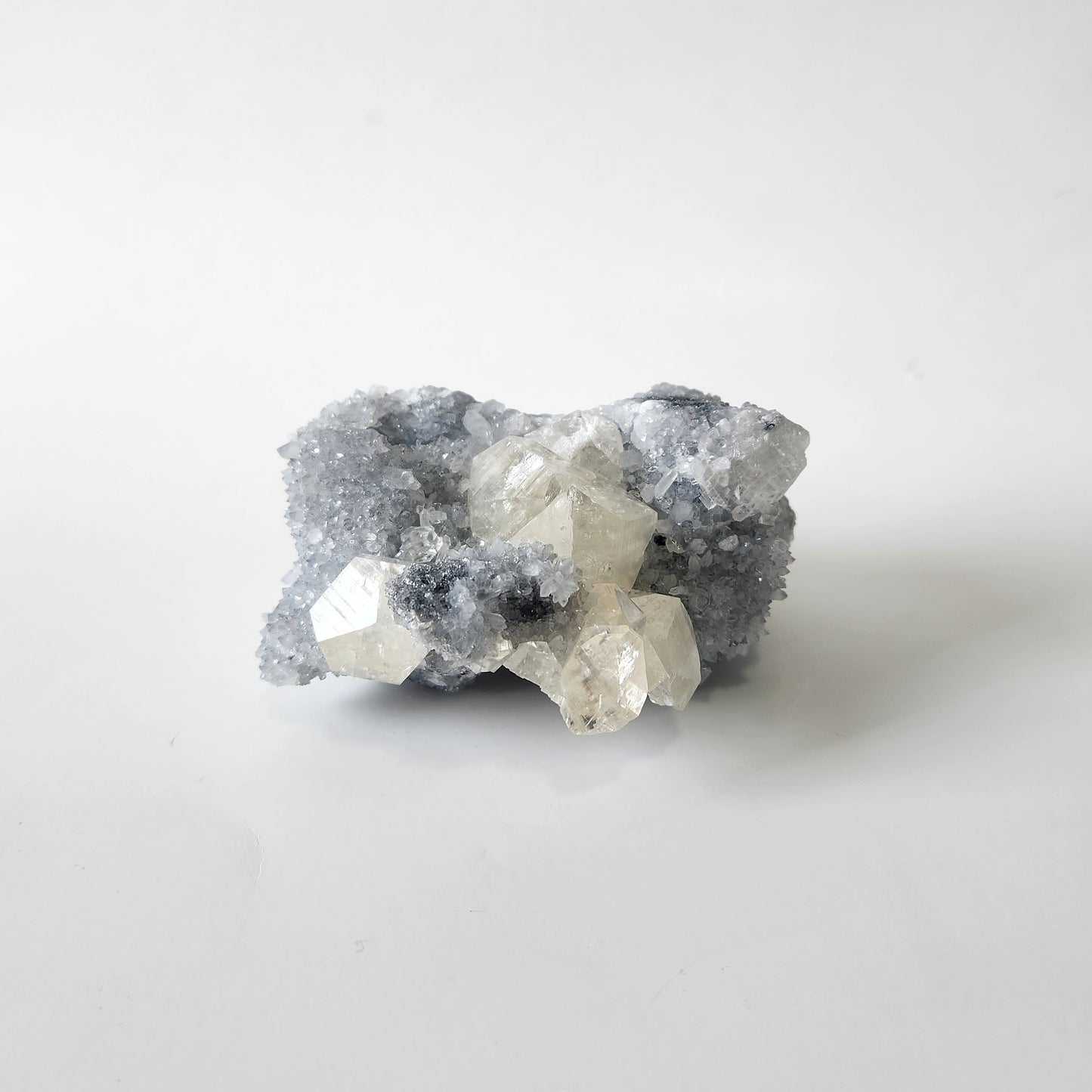 UV Reactive Calcite on Druzy Chalcedony Statement Piece