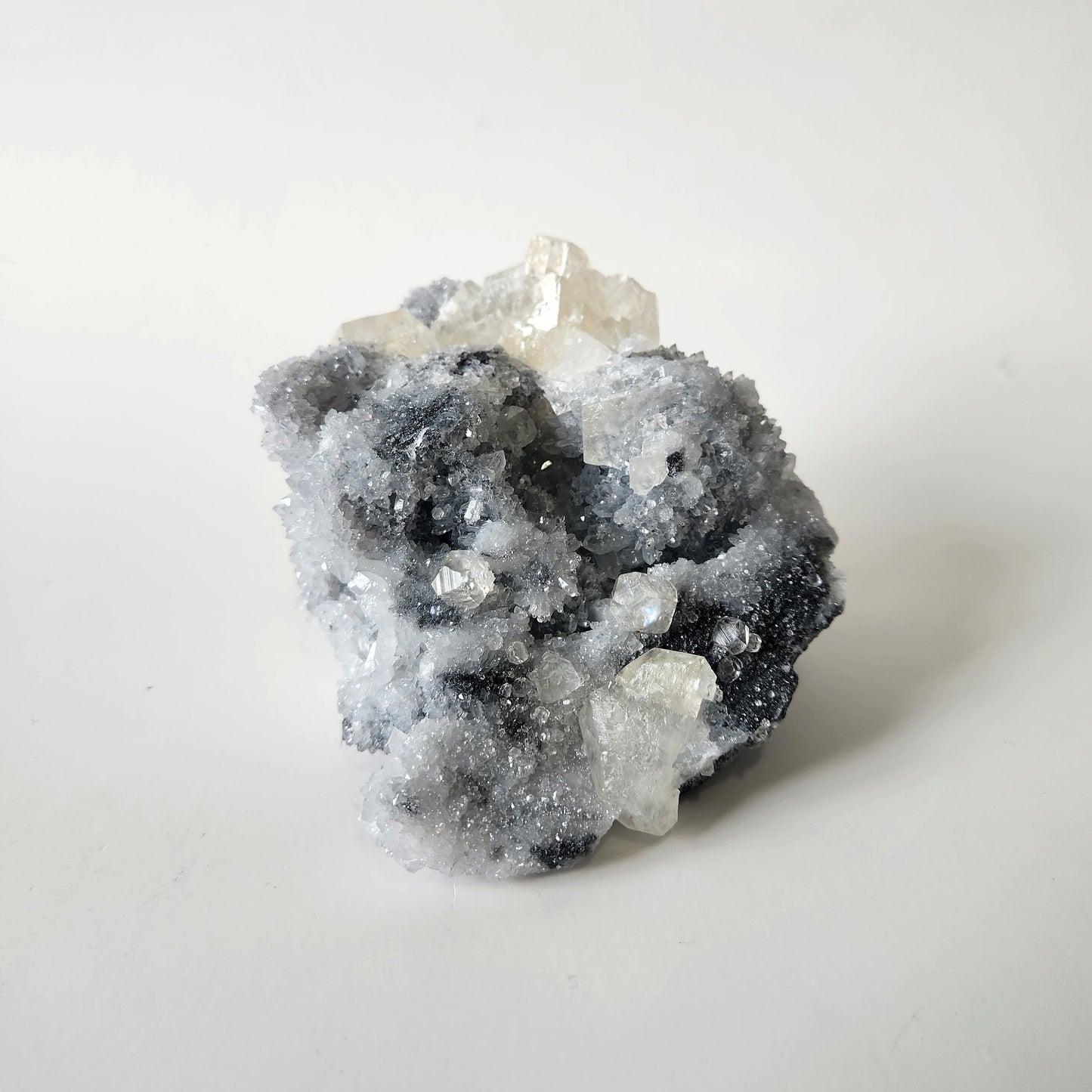 UV Reactive Calcite on Druzy Chalcedony Statement Piece
