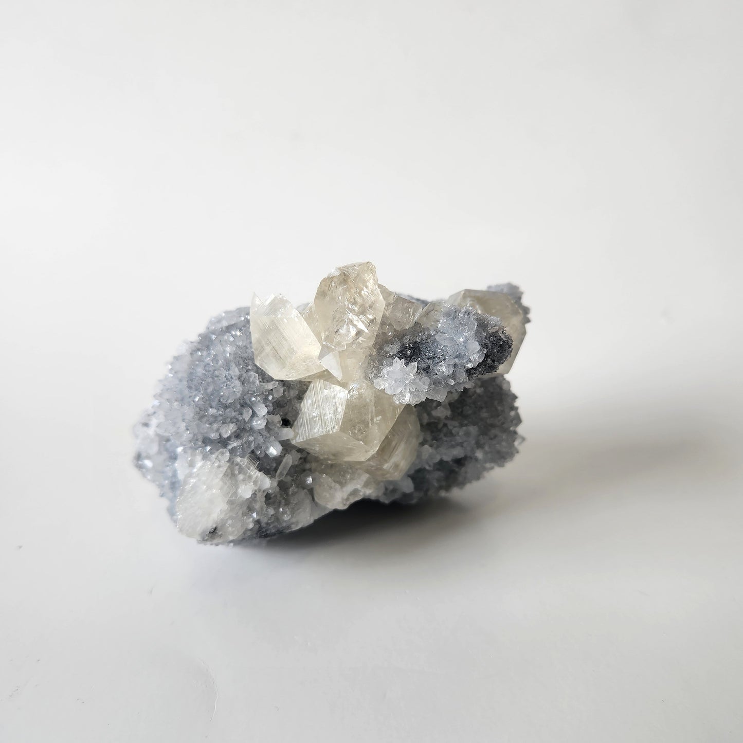 UV Reactive Calcite on Druzy Chalcedony Statement Piece
