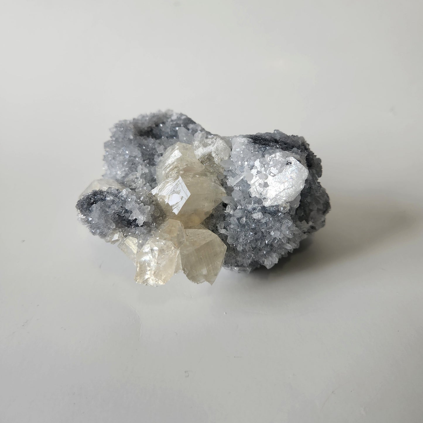 UV Reactive Calcite on Druzy Chalcedony Statement Piece