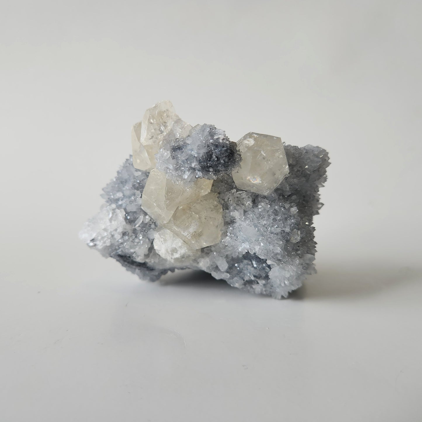UV Reactive Calcite on Druzy Chalcedony Statement Piece