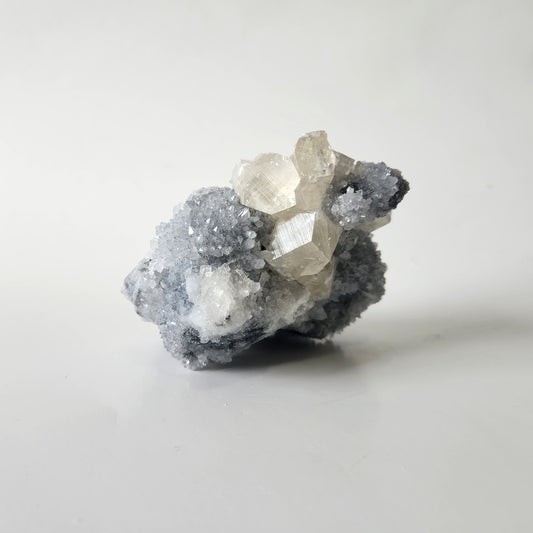 UV Reactive Calcite on Druzy Chalcedony Statement Piece