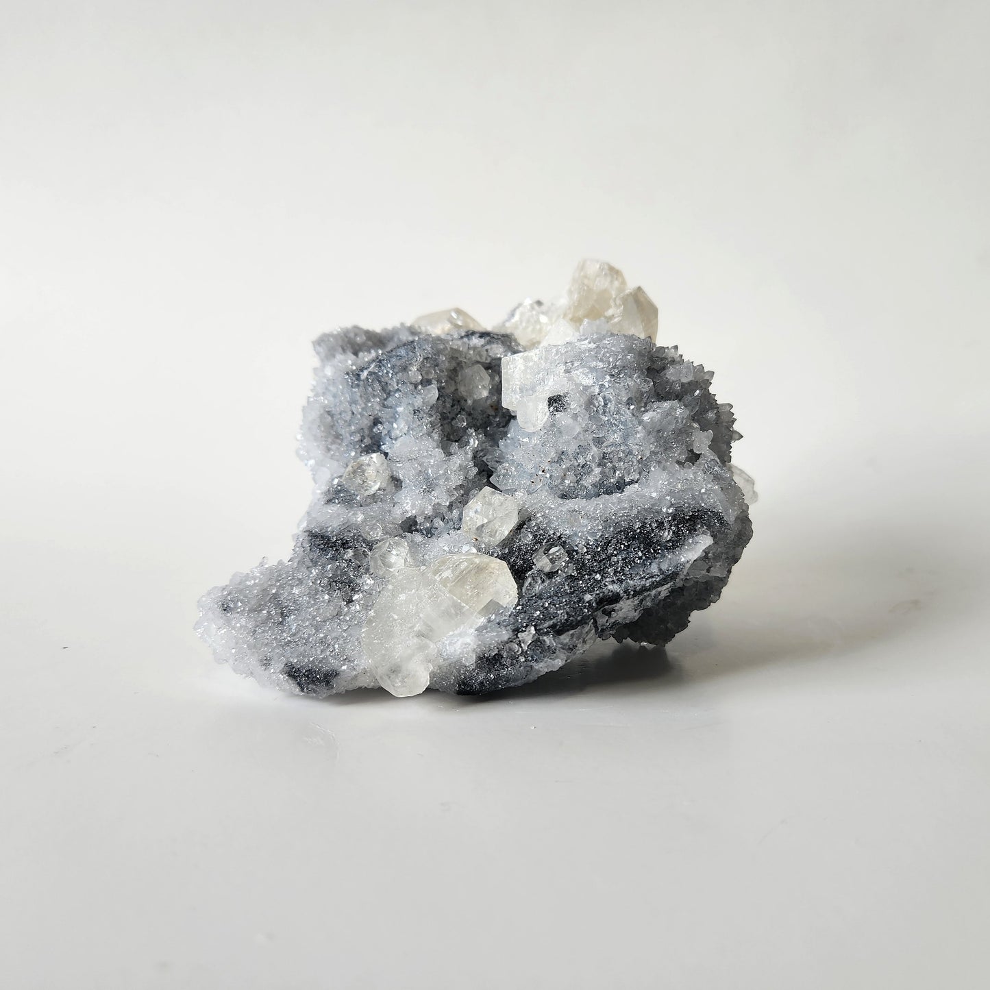 UV Reactive Calcite on Druzy Chalcedony Statement Piece