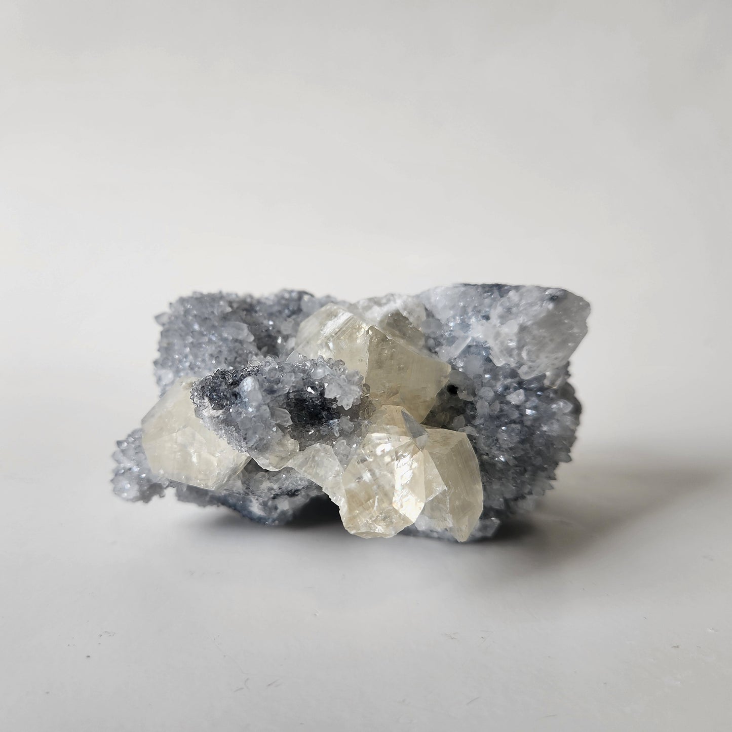 UV Reactive Calcite on Druzy Chalcedony Statement Piece