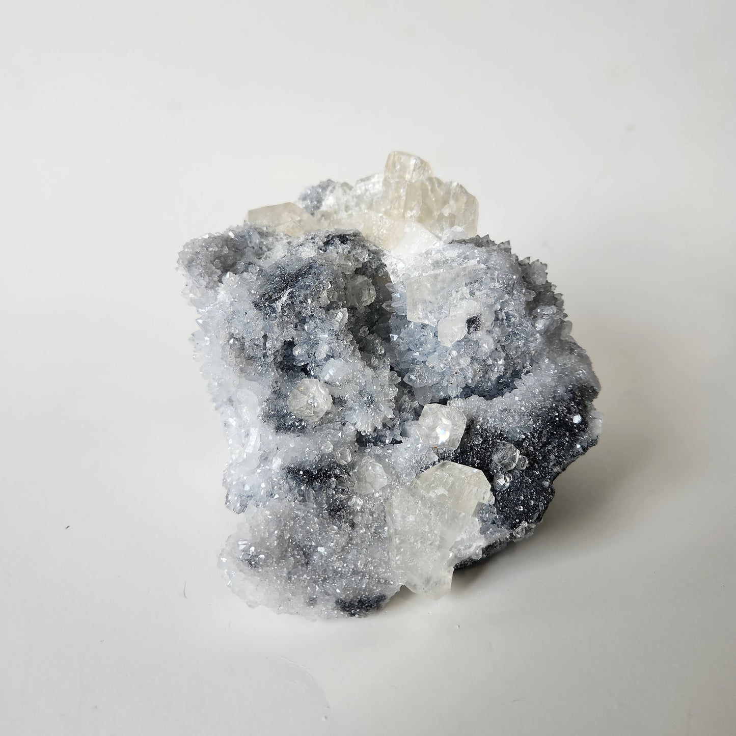 UV Reactive Calcite on Druzy Chalcedony Statement Piece