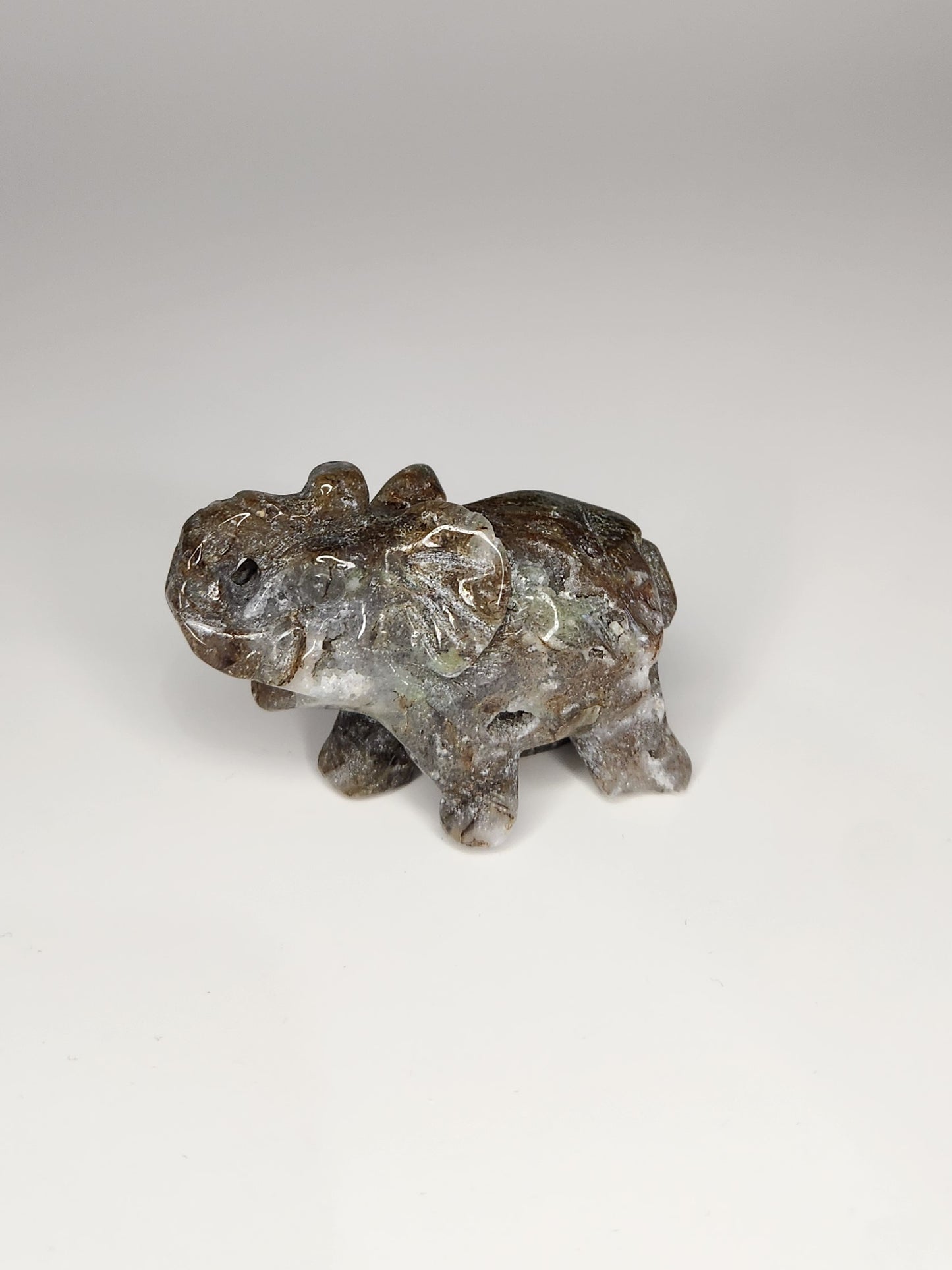 Moss Agate Elephants