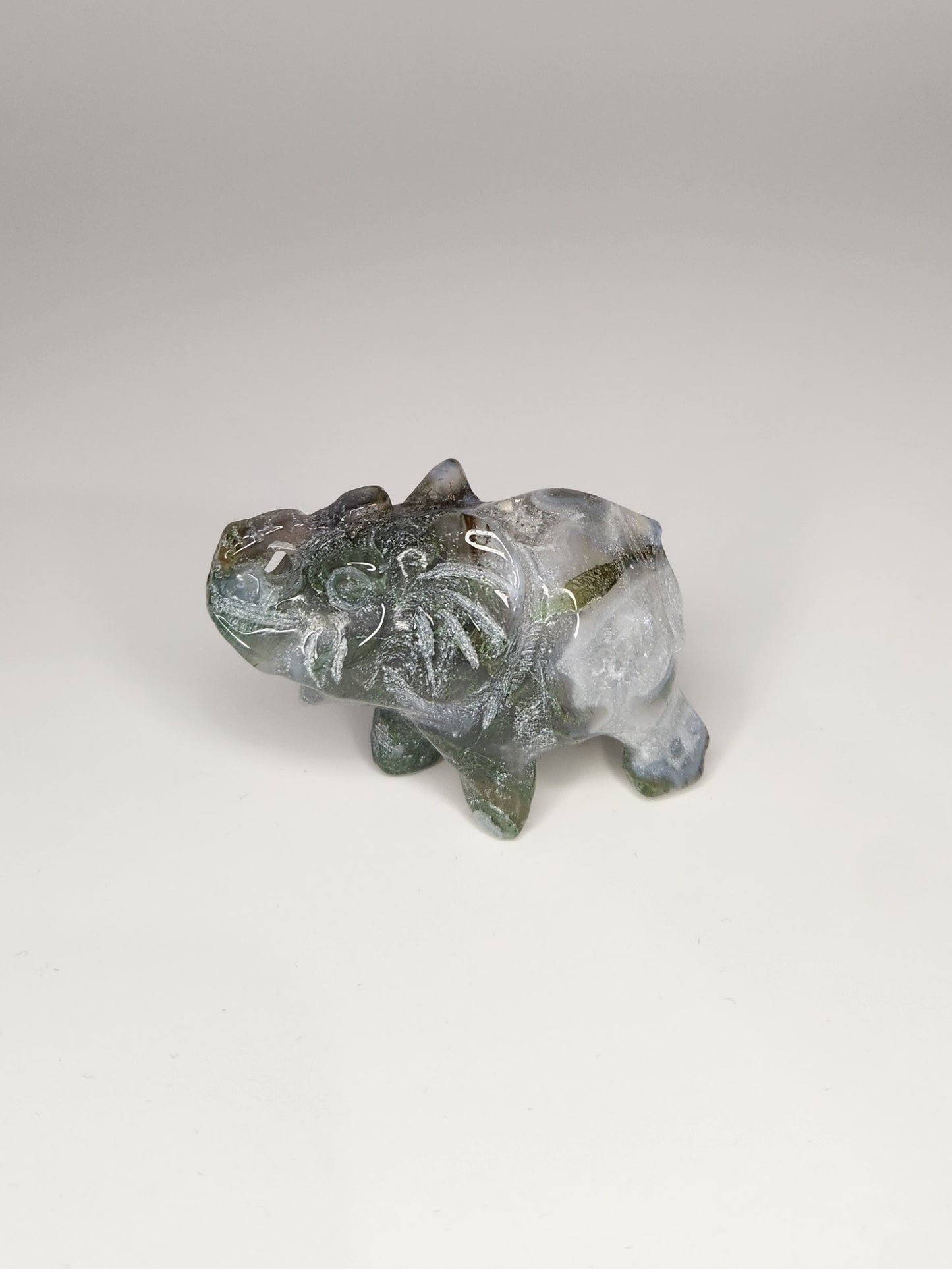 Moss Agate Elephants