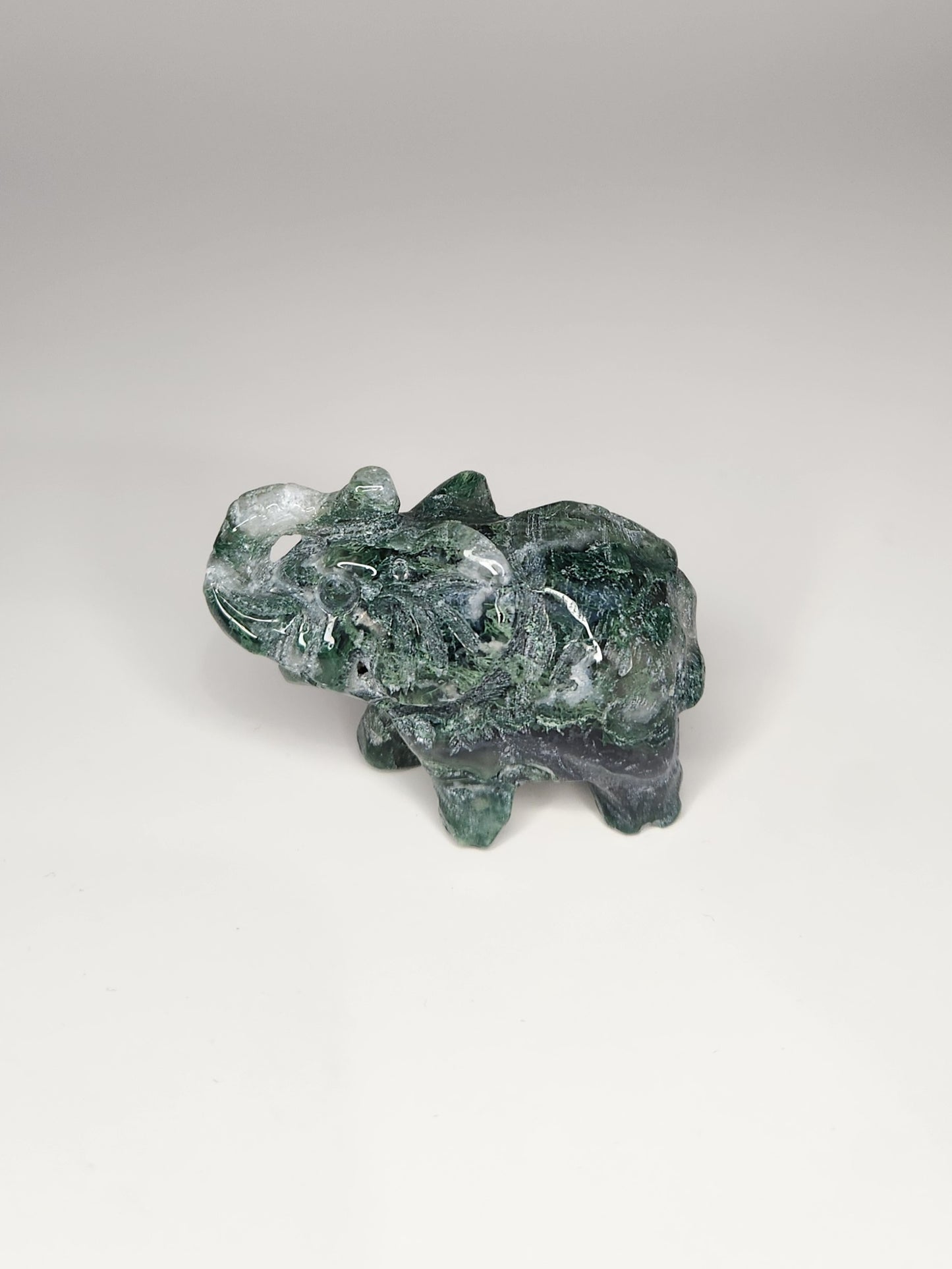 Moss Agate Elephants