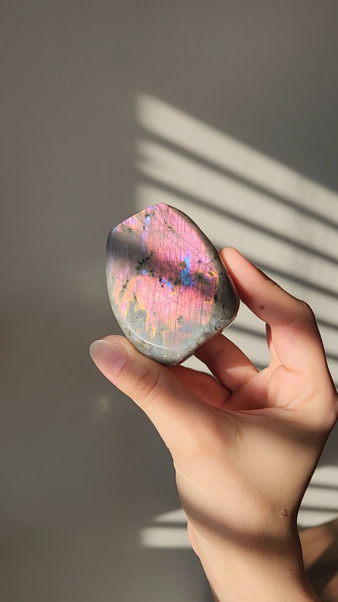 Labradorite Free Form Pink Sunset Flash