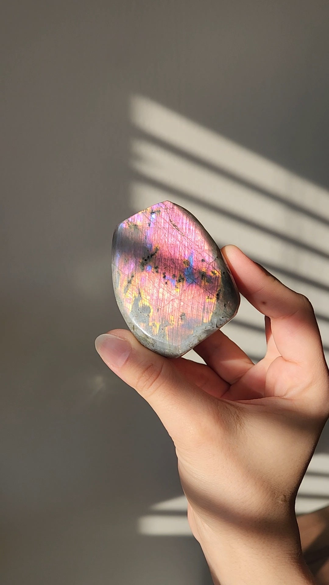 Labradorite Free Form Pink Sunset Flash