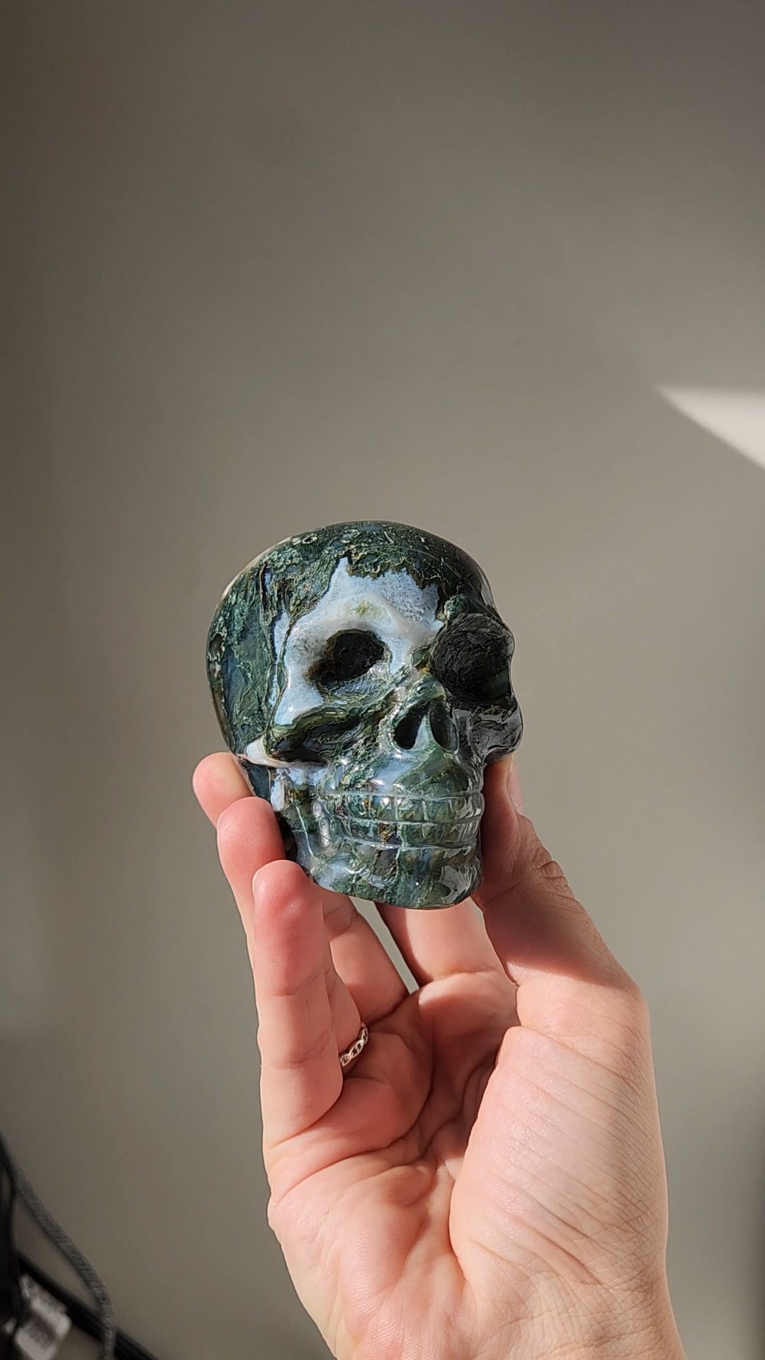 Moss Agate Skull