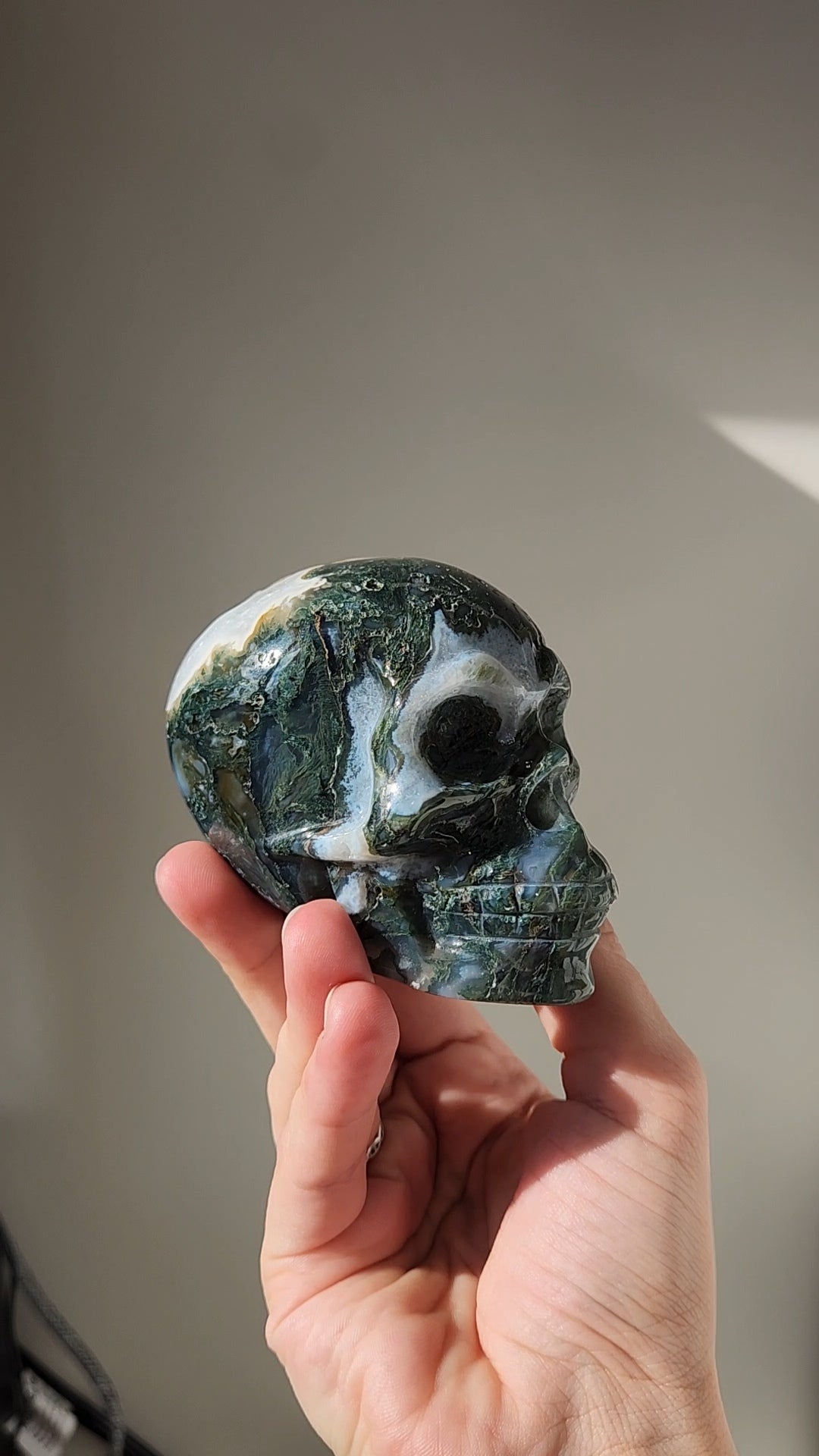 Moss Agate Skull
