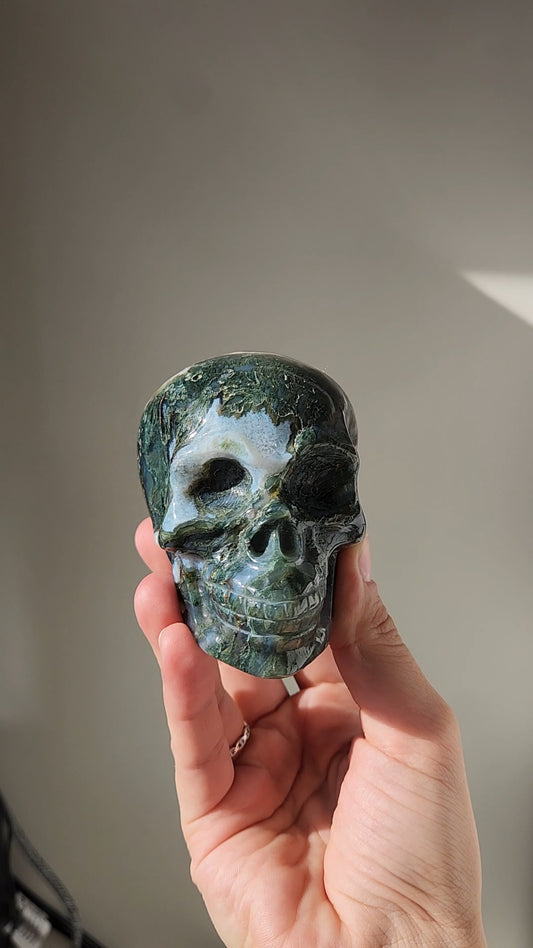 Moss Agate Skull