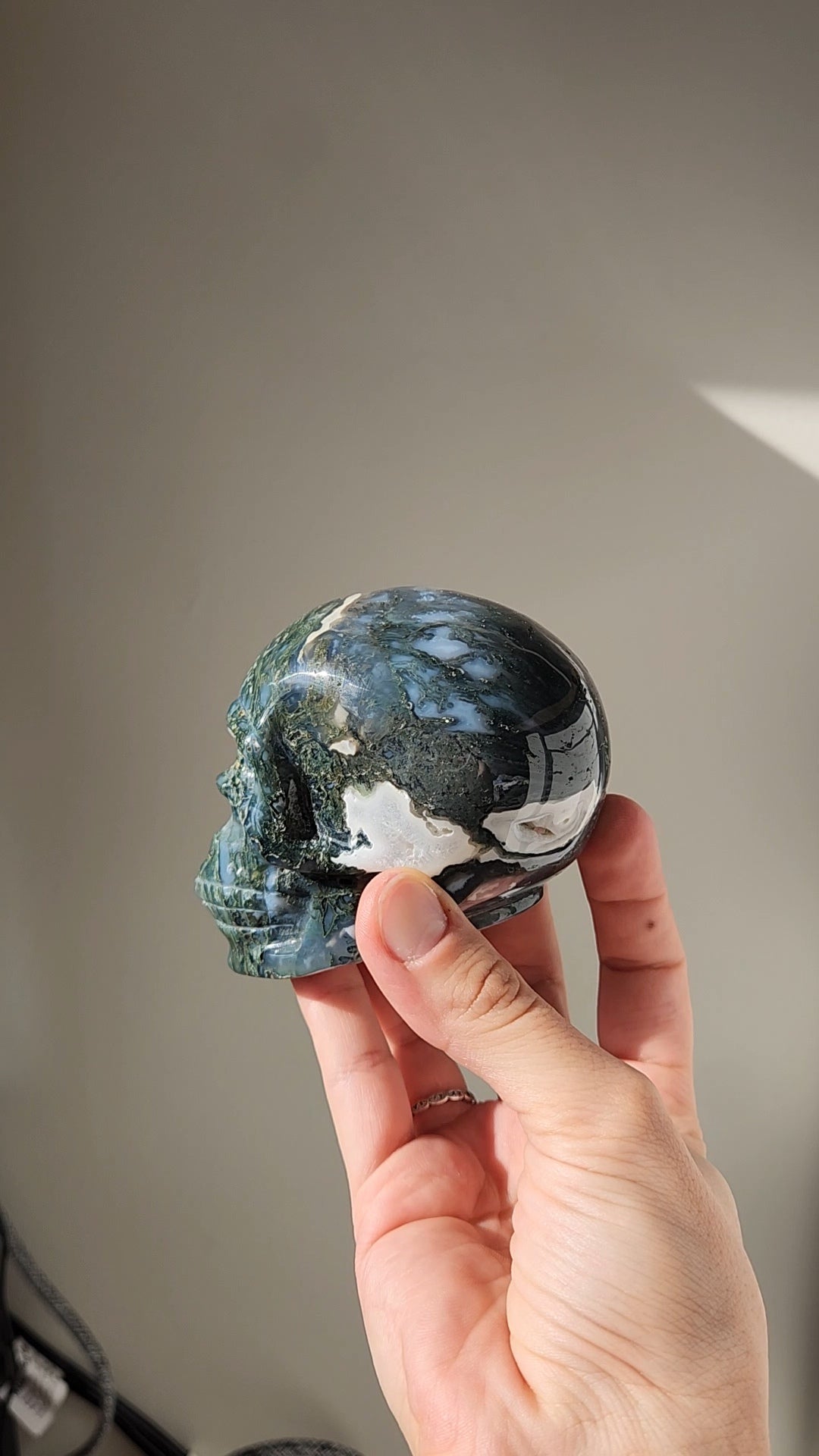 Moss Agate Skull