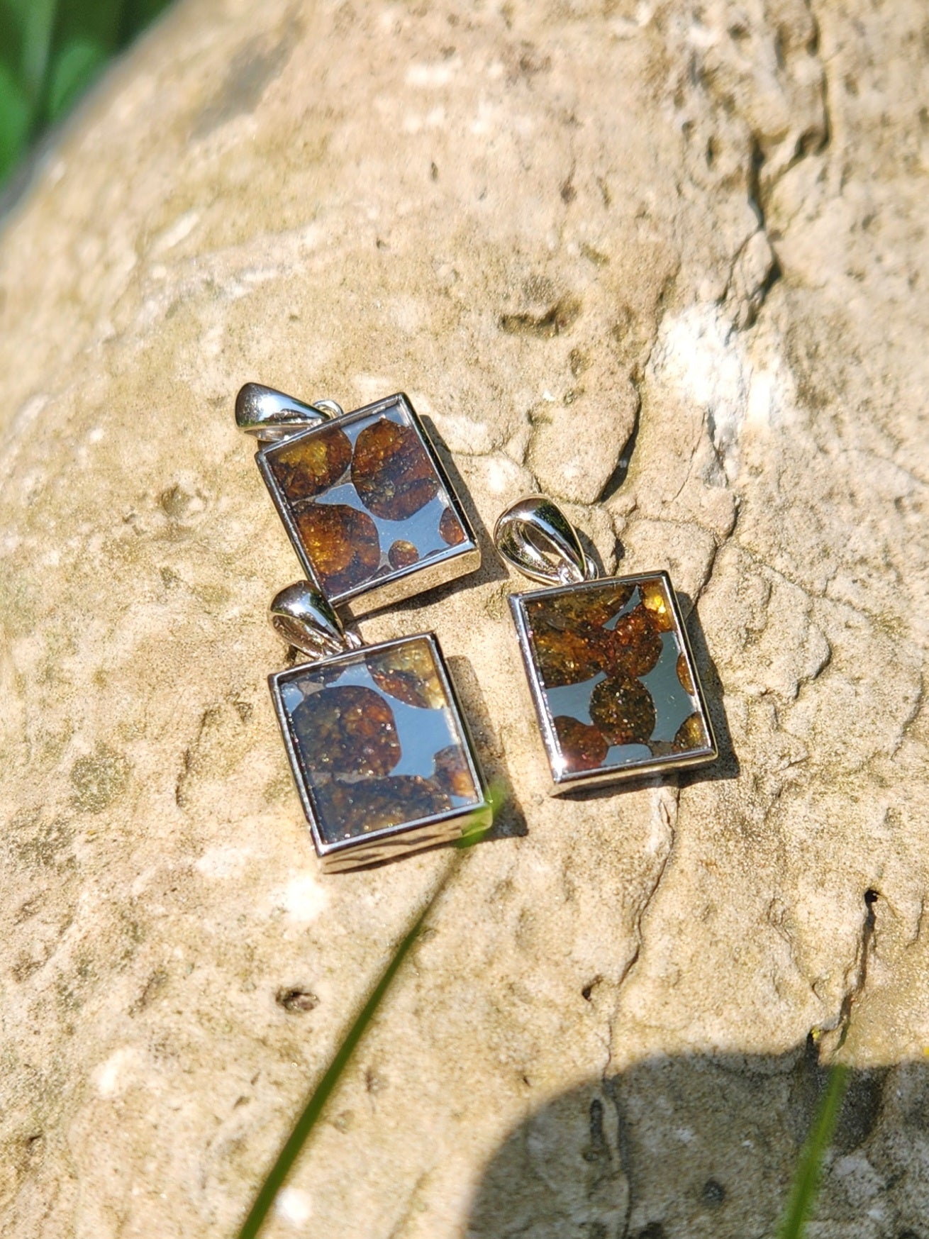 Pallasite Meteorite Necklace Pendant | 925 Sterling Silver