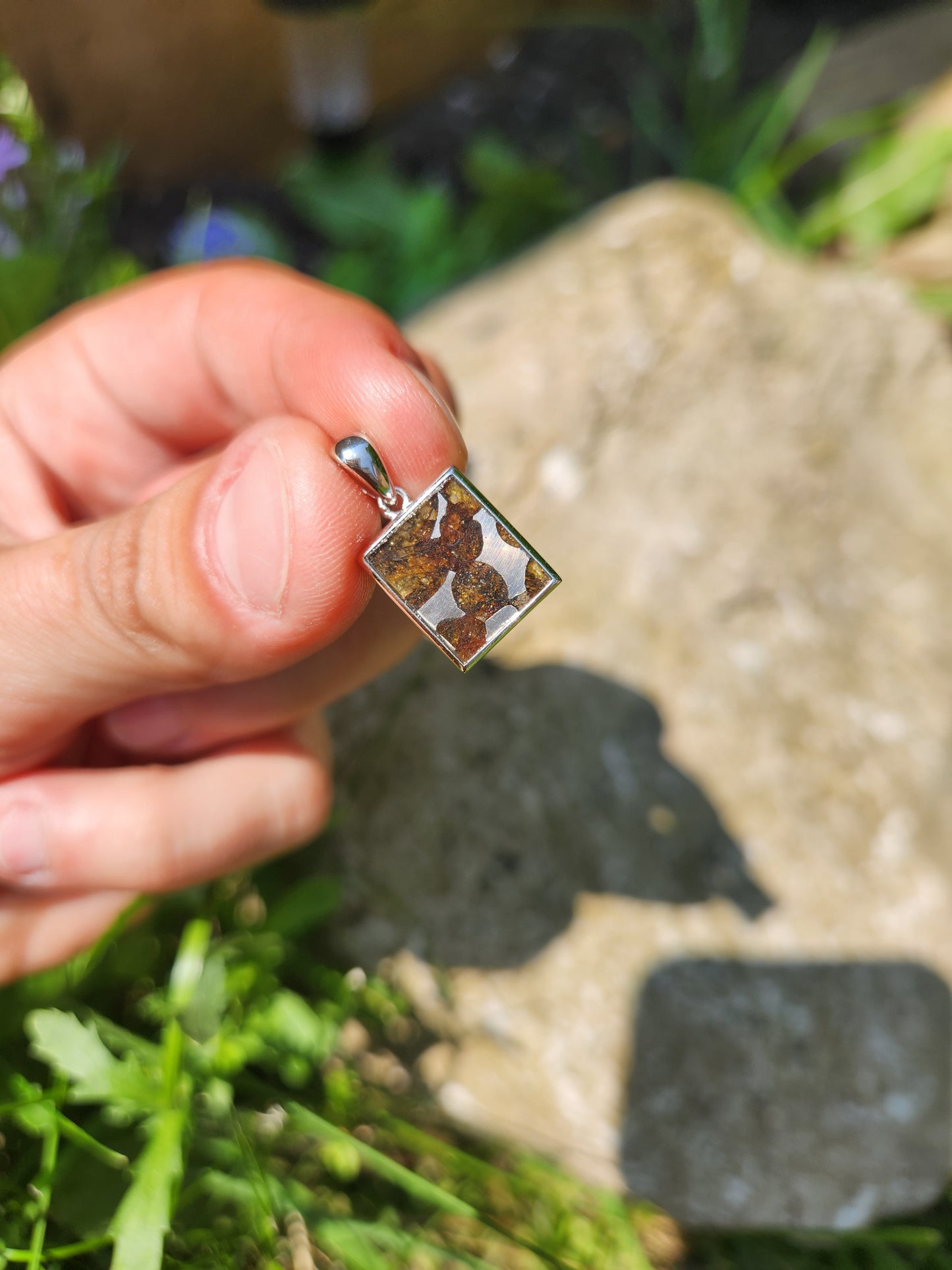 Pallasite Meteorite Necklace Pendant | 925 Sterling Silver