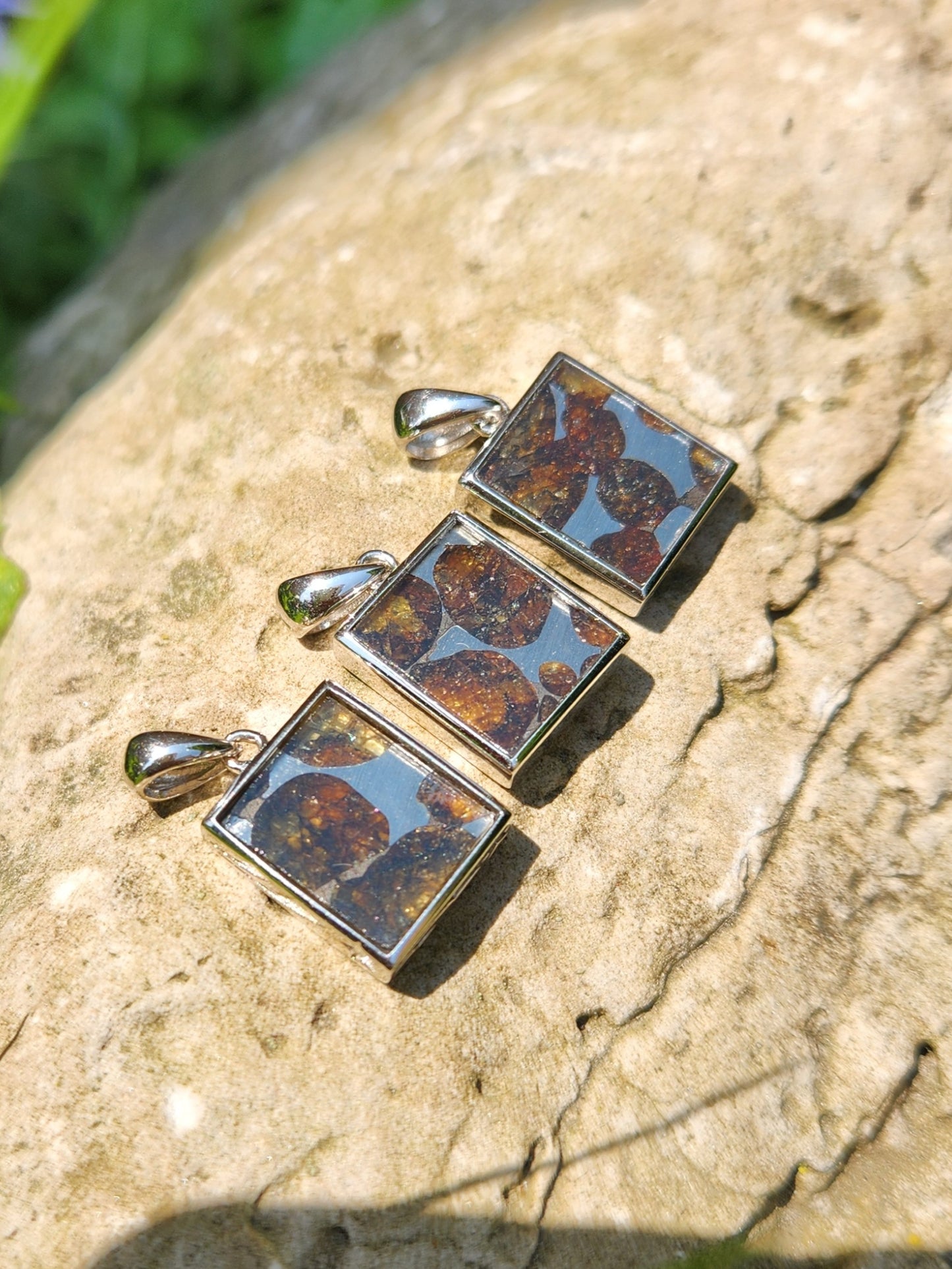 Pallasite Meteorite Necklace Pendant | 925 Sterling Silver