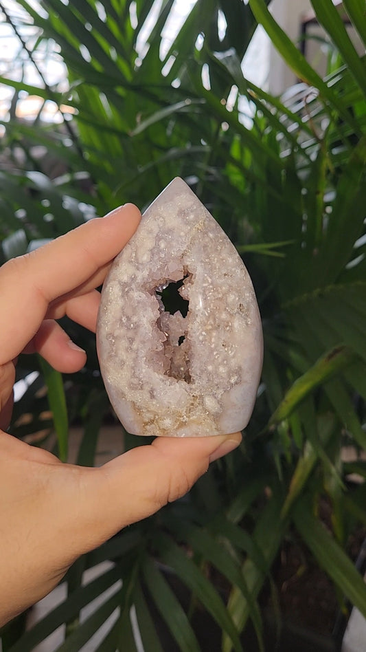 Flower Agate Flame With Pink Amethyst Portal