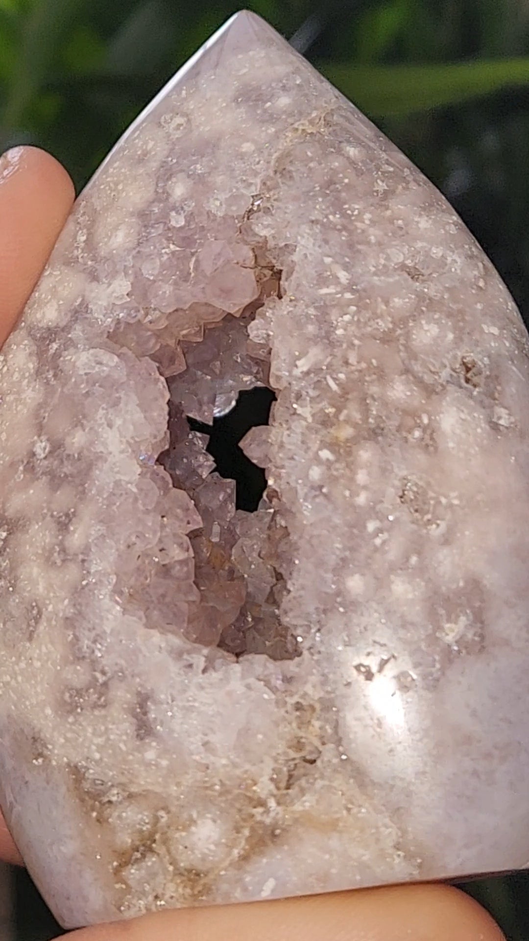 Flower Agate Flame With Pink Amethyst Portal