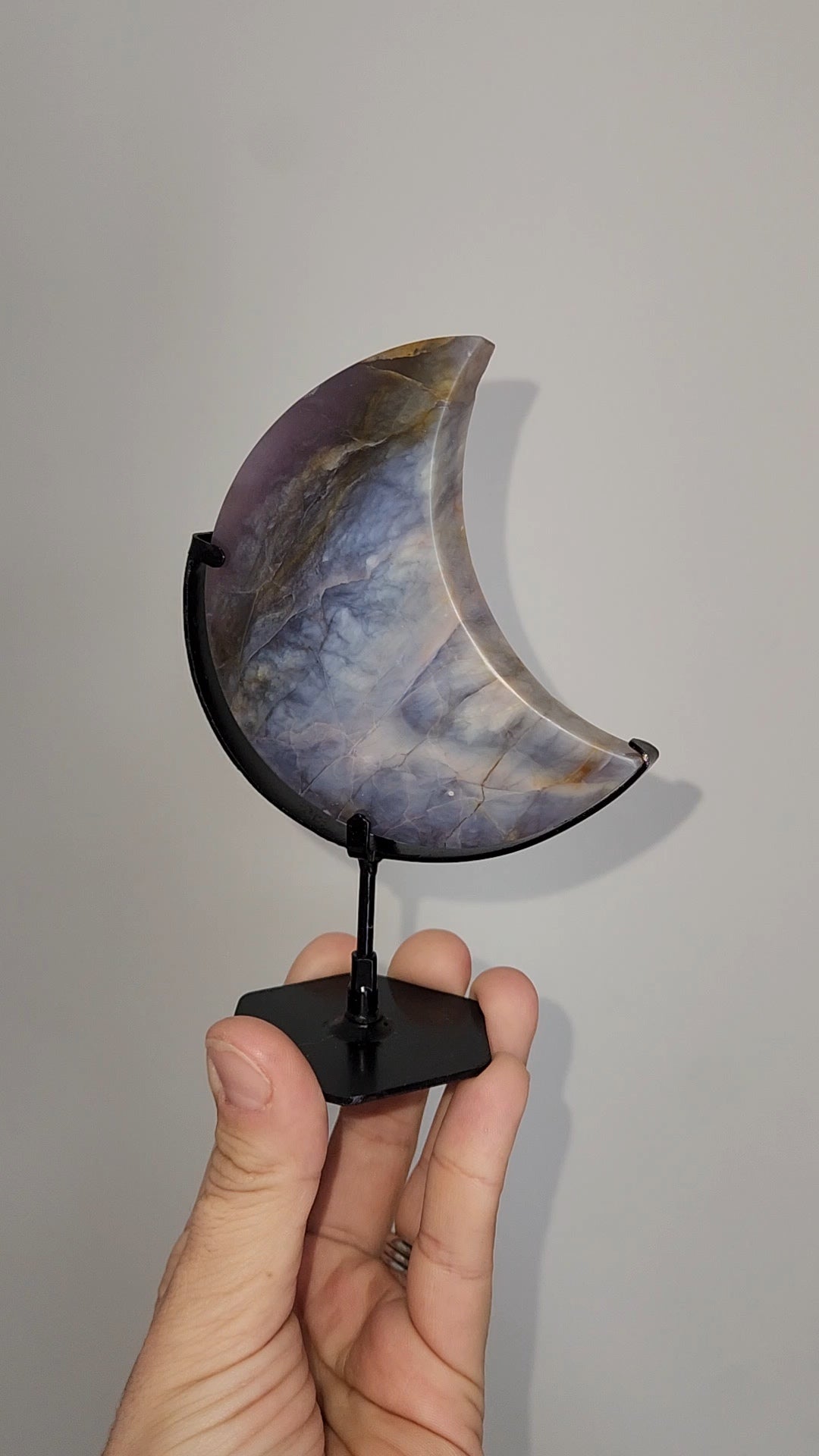 Purple Chalcedony Moon on Stand