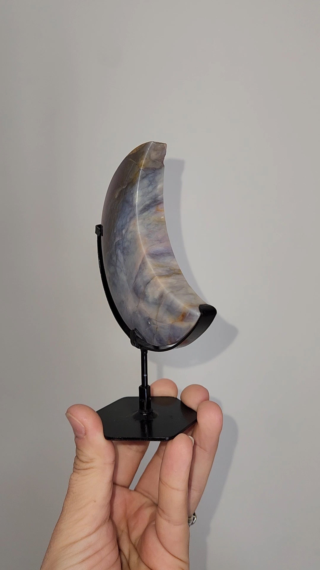 Purple Chalcedony Moon on Stand