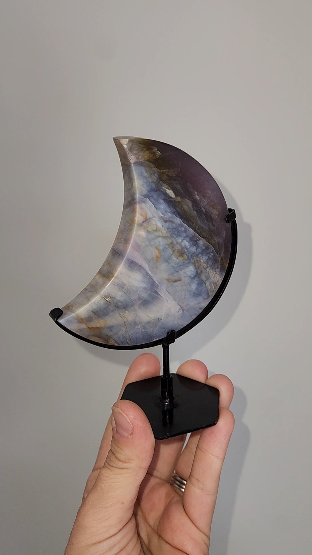 Purple Chalcedony Moon on Stand