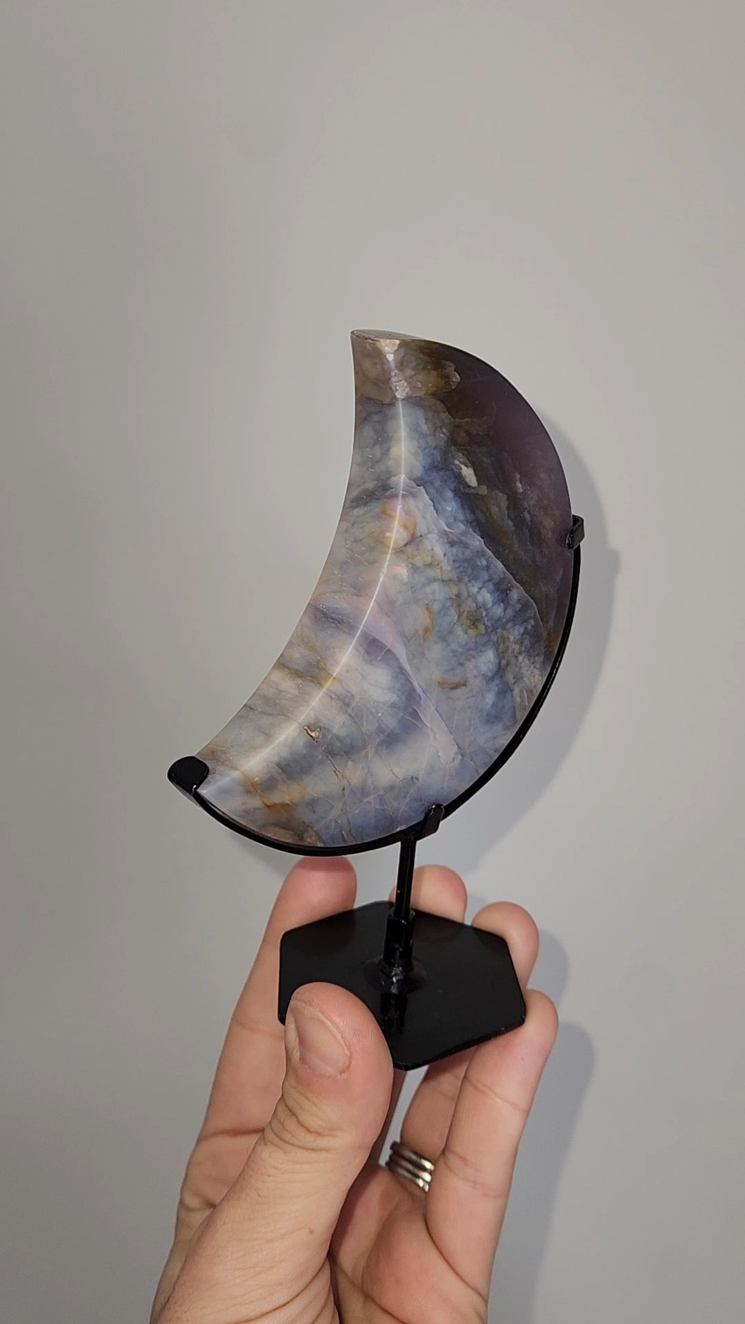 Purple Chalcedony Moon on Stand