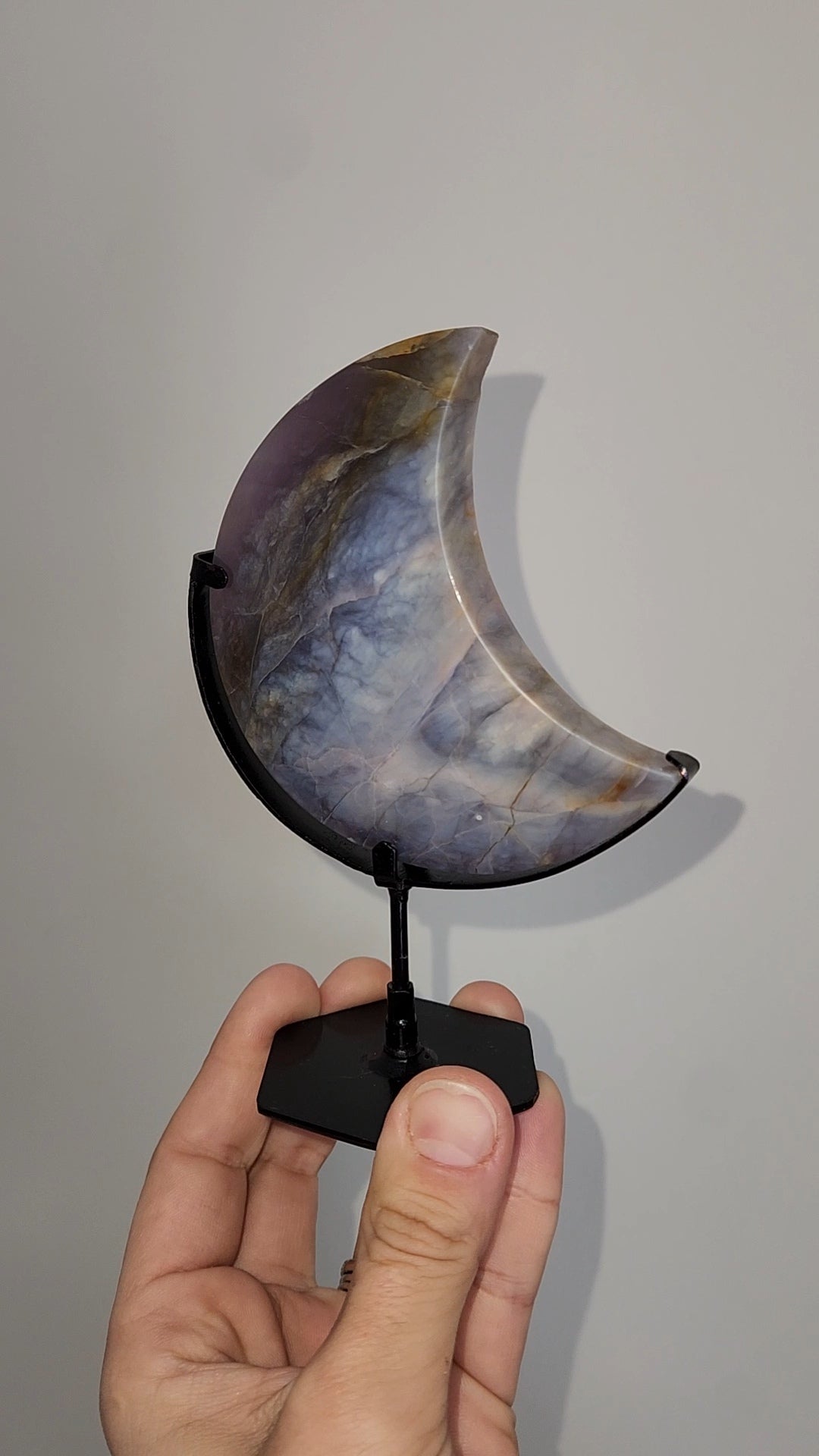 Purple Chalcedony Moon on Stand
