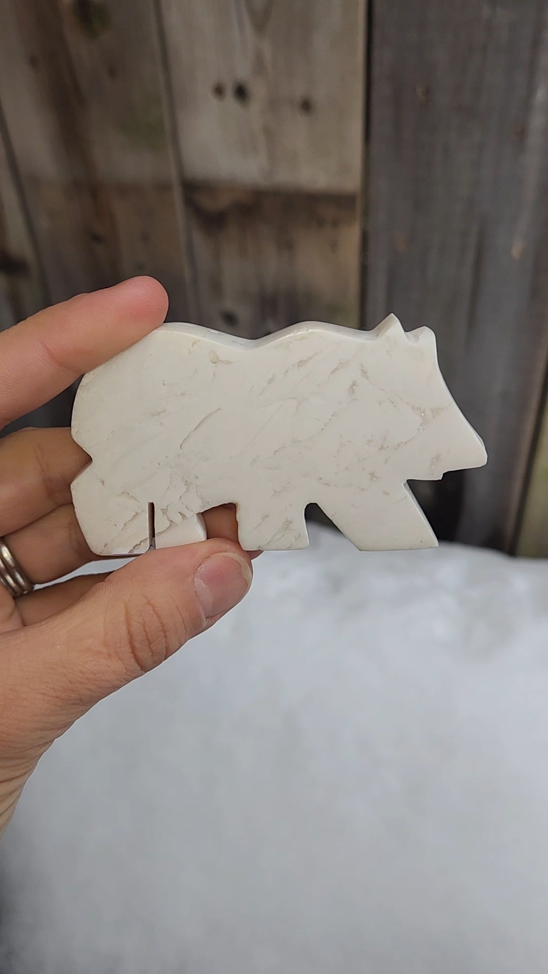 White Plume Agate Bear
