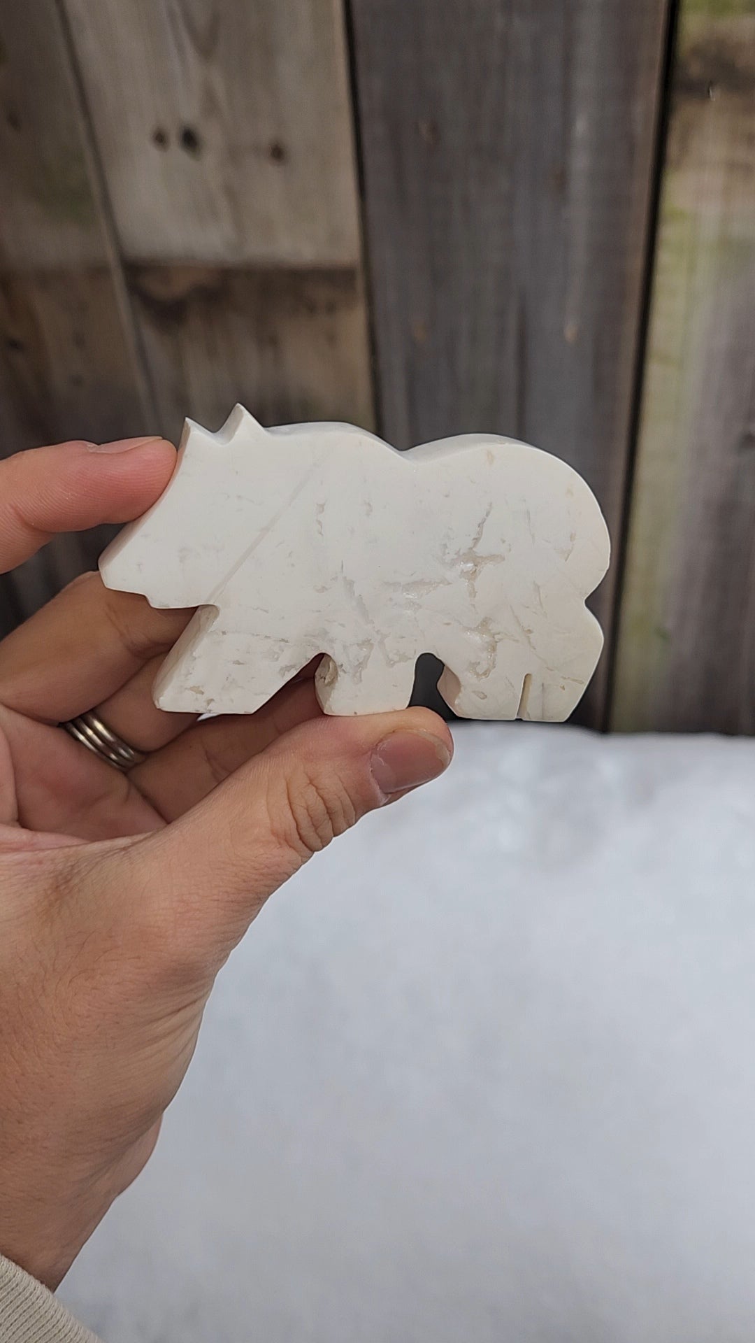 White Plume Agate Bear