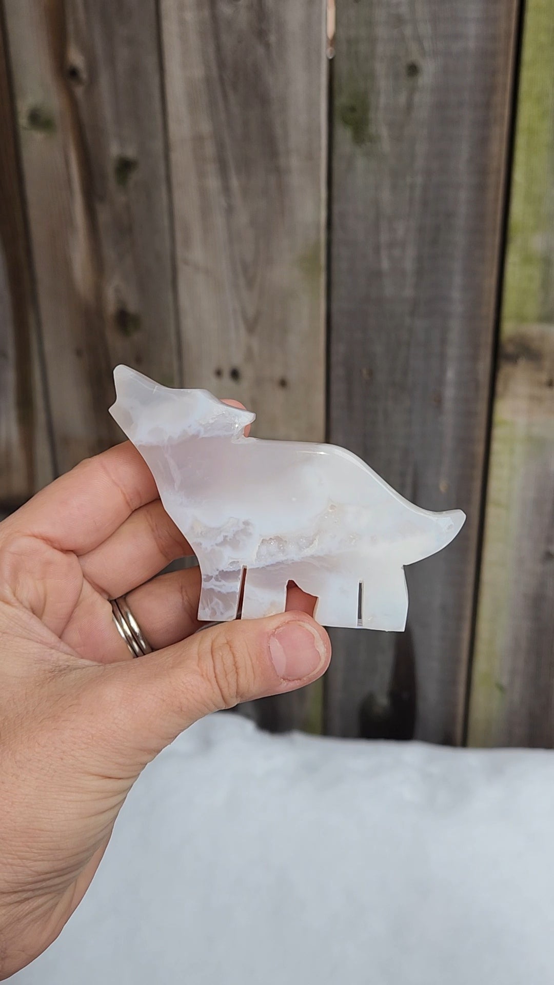 White Plume Agate Wolf