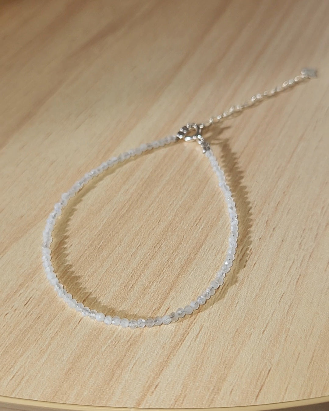 Moonstone Faceted Bead Bracelet | 925 Sterling Silver, Adjustable Fit