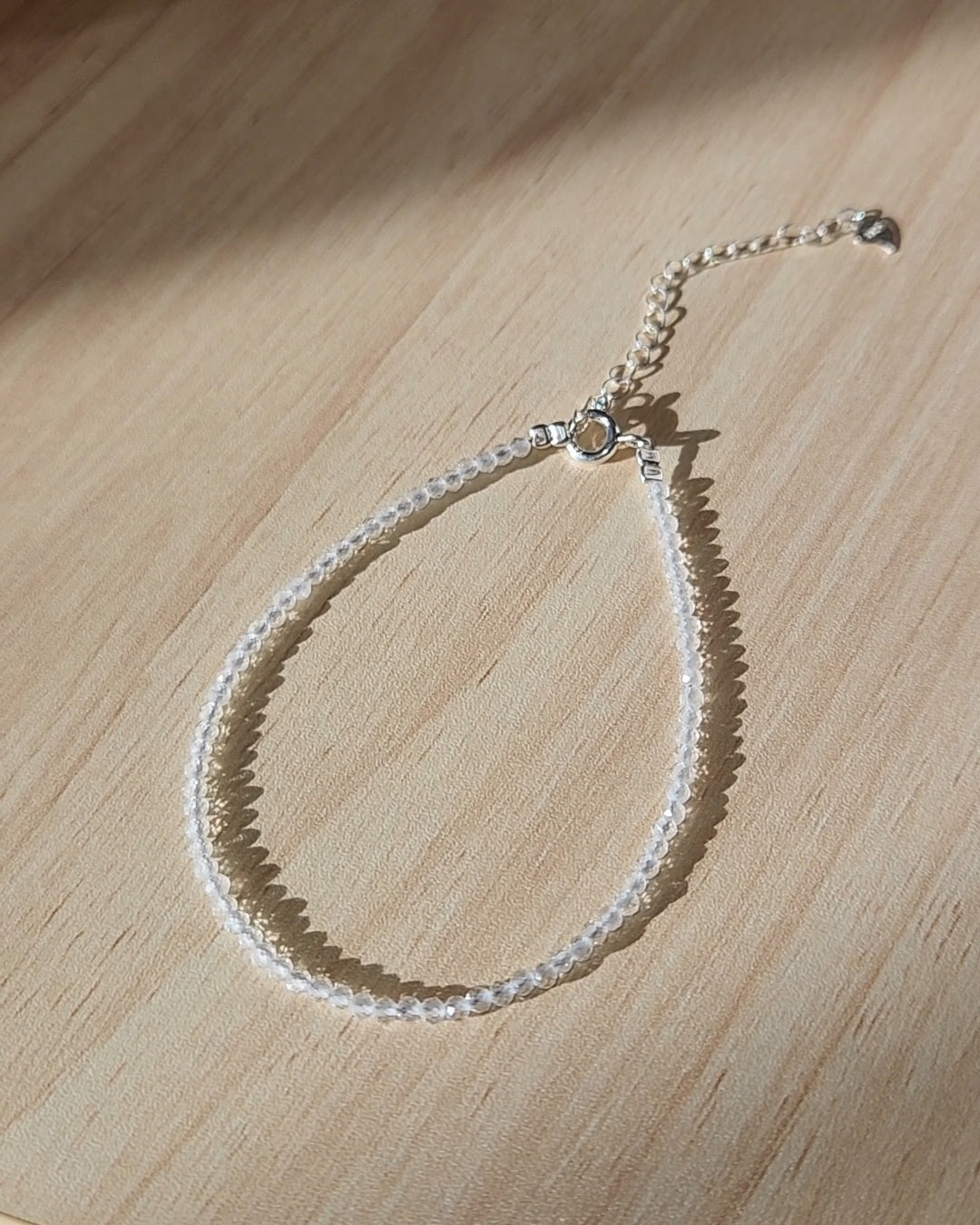 Clear Quartz Faceted Bead Bracelet | 925 Sterling Silver, Adjustable Fit