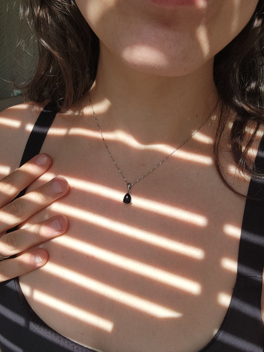 Black Tourmaline Necklace Pendant | 925 Sterling Silver