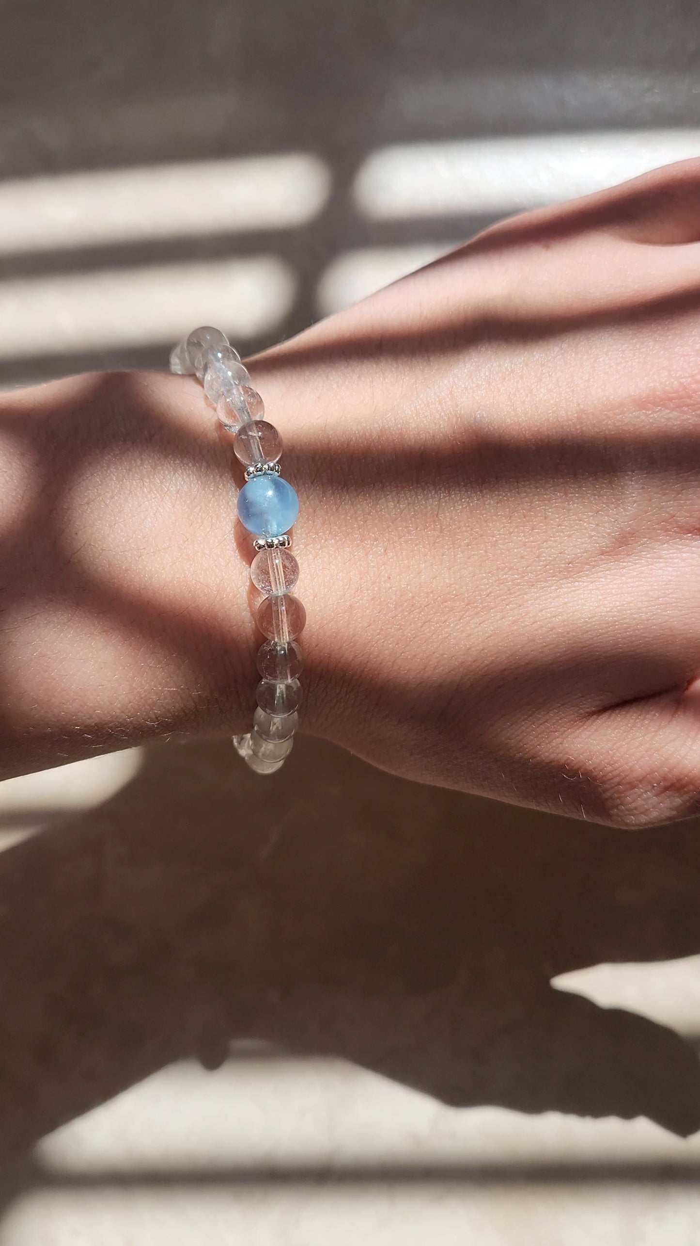 Clear Quartz and Aquamarine Bracelet