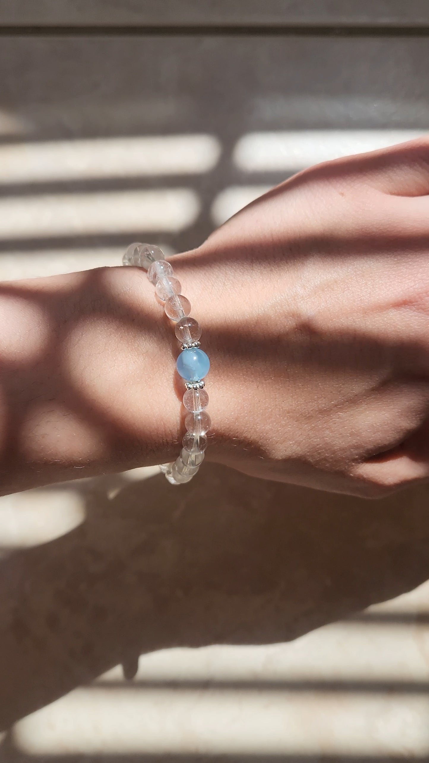 Clear Quartz and Aquamarine Bracelet