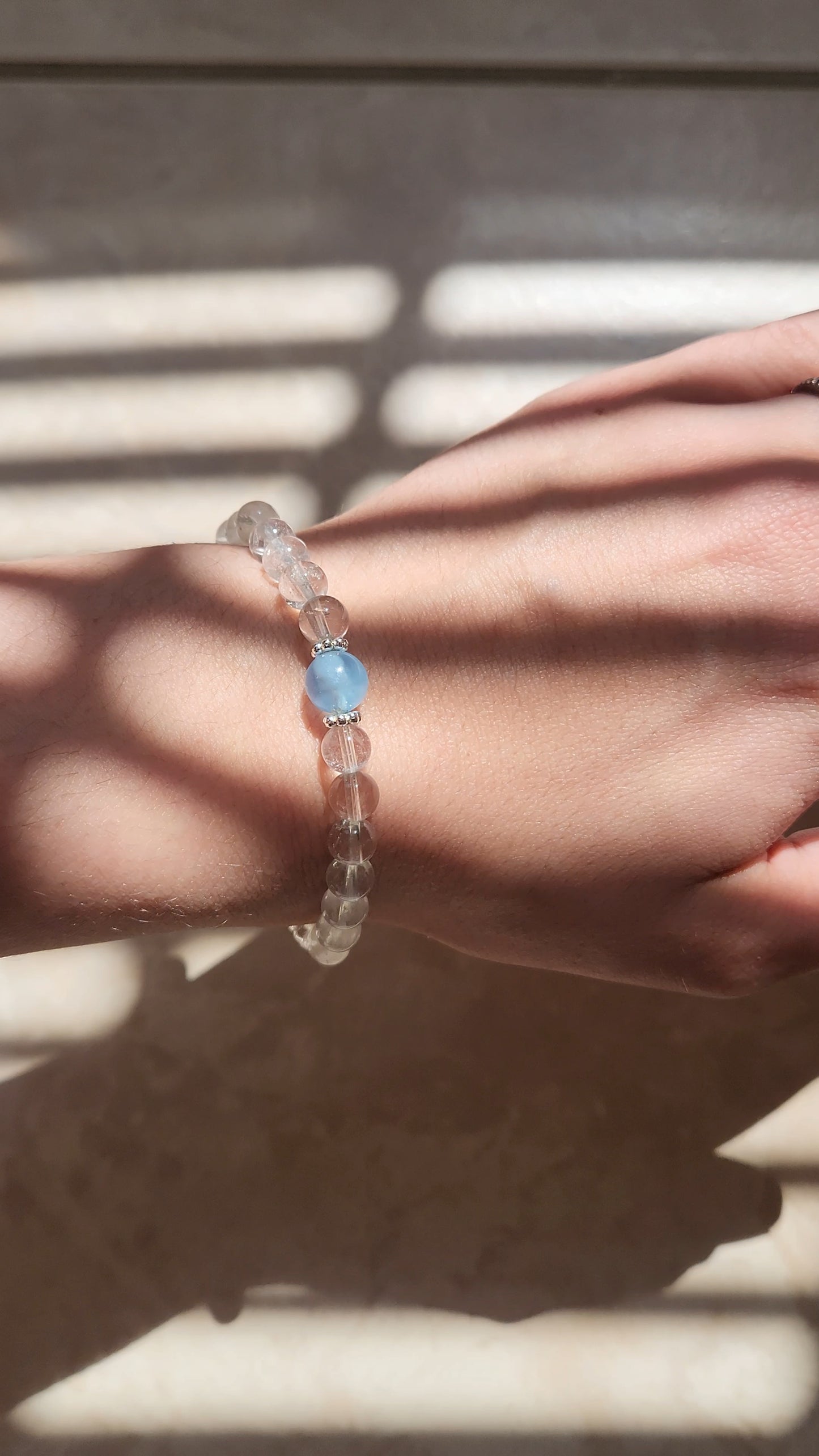 Clear Quartz and Aquamarine Bracelet