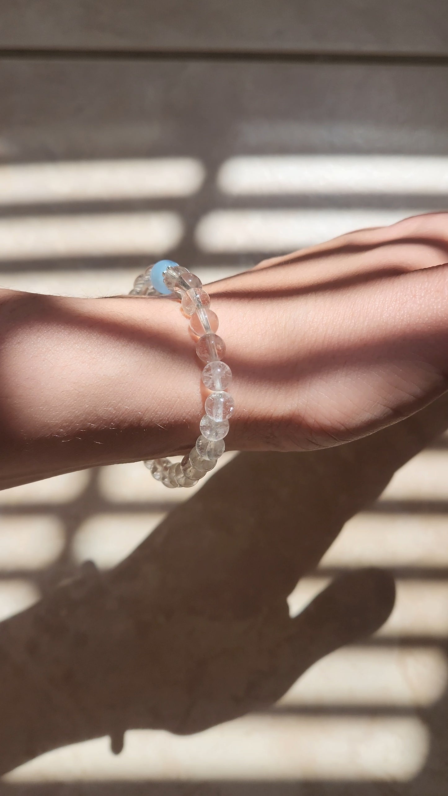 Clear Quartz and Aquamarine Bracelet